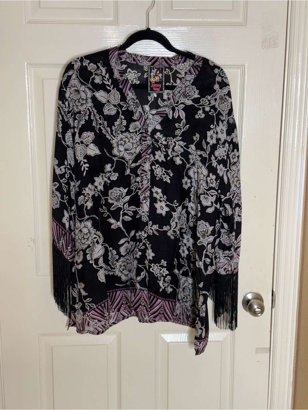 Johnny Was Black Edina Fringe Blouse XLarge - Picture 13 of 13